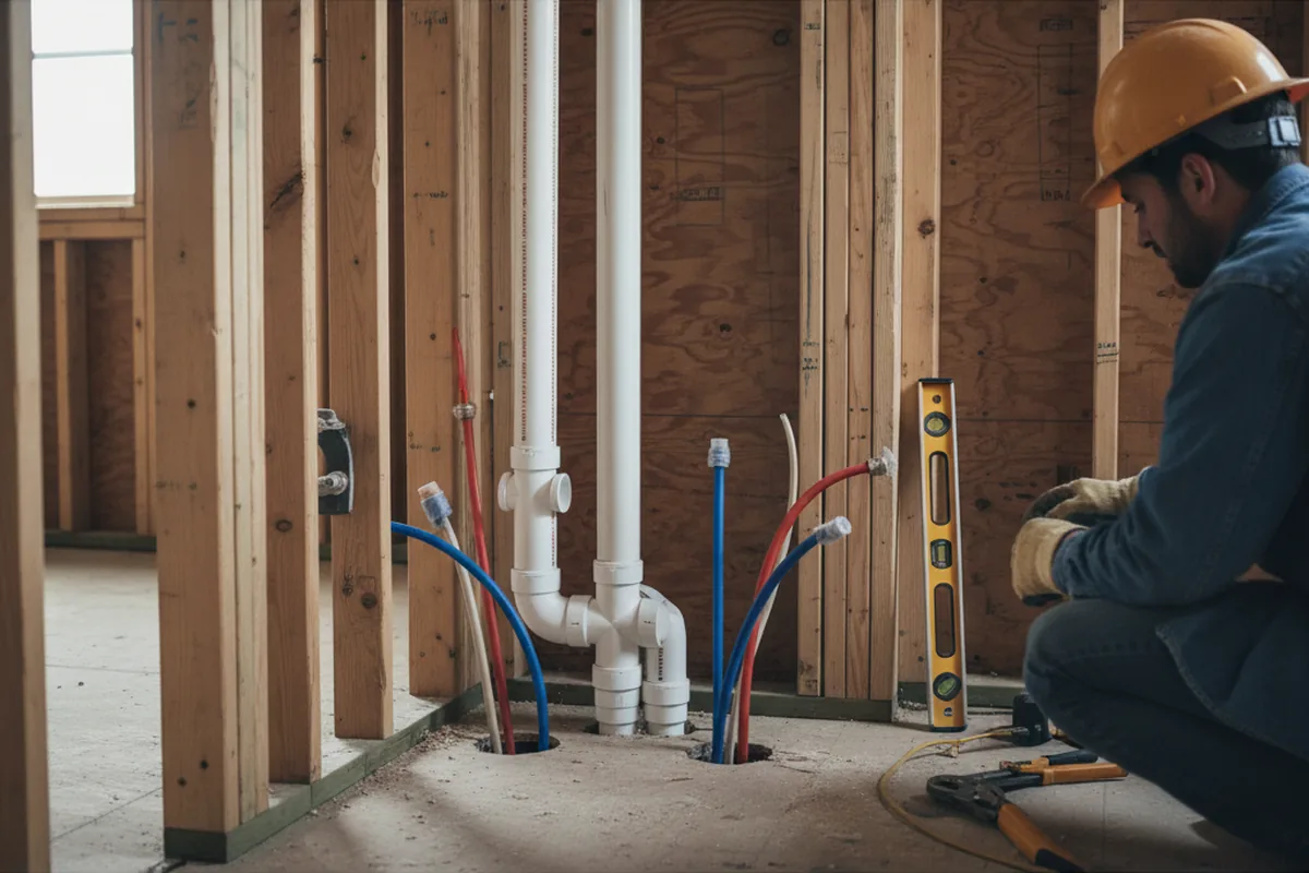 Drain and supply rough-in during Garbage Disposal Repair in Scott Depot